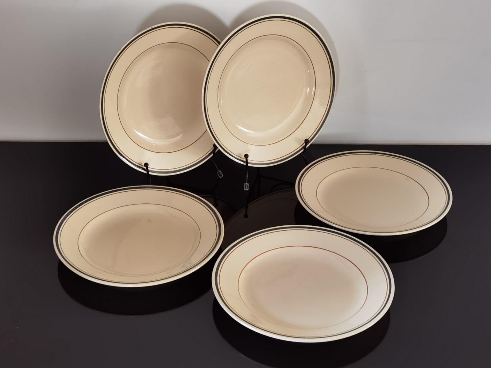 Set of semi-hollow ceramic plates from St Amand
