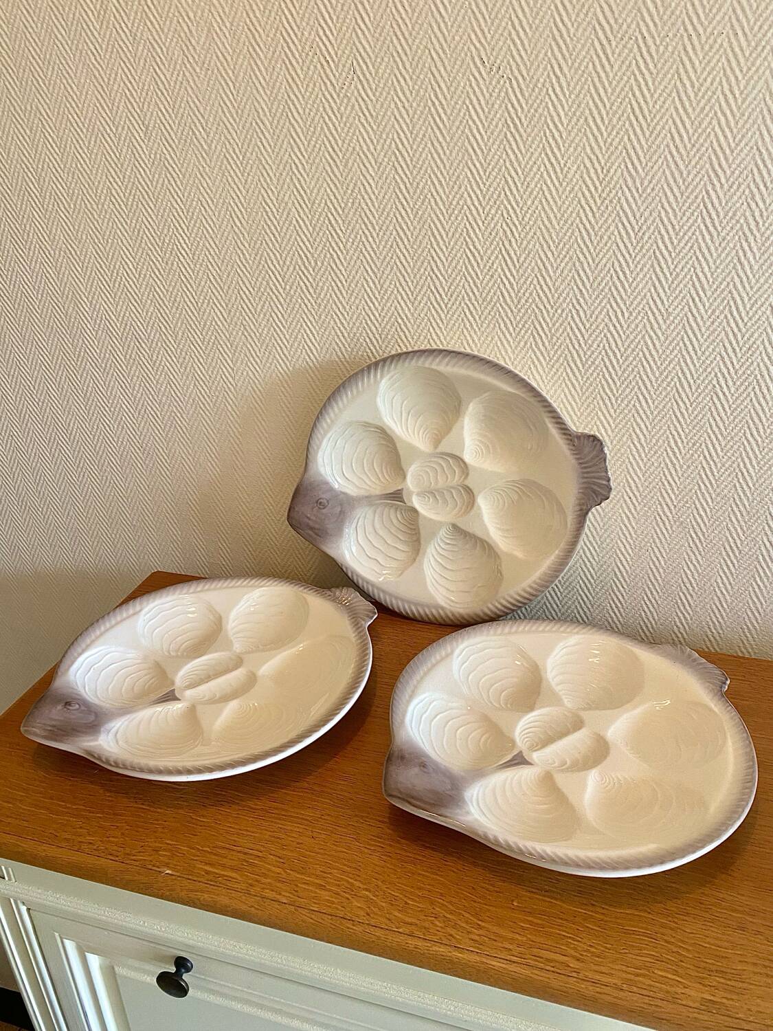 Fish-shaped oyster plates West Germany