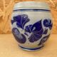 Set of 3 Beer Pint Mugs Stoneware Grey Vintage Blue Flower Decor