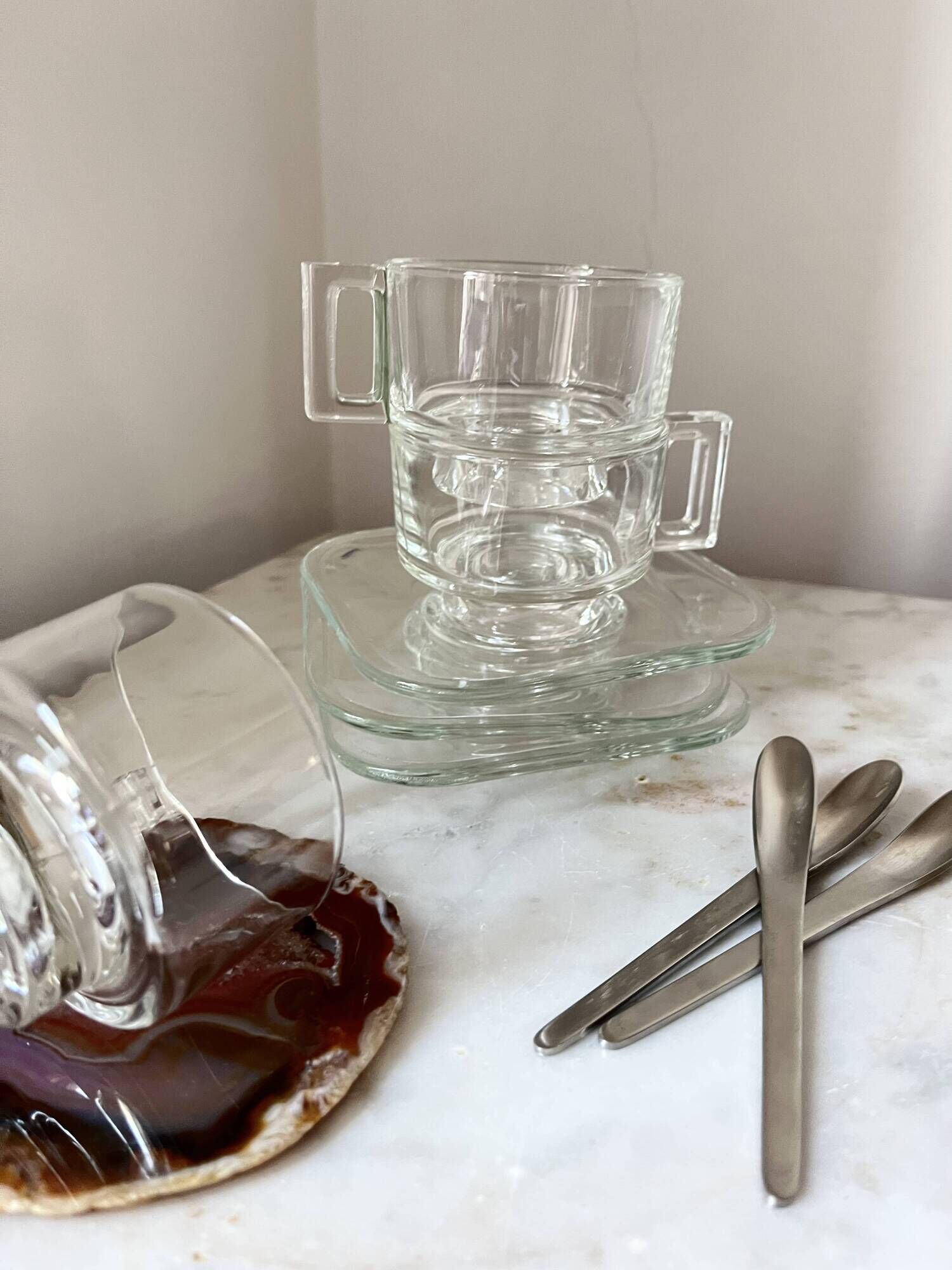 1 Joe Colombo “Arno” Coffee Cup & Saucer – Vintage Italian Modern Glass