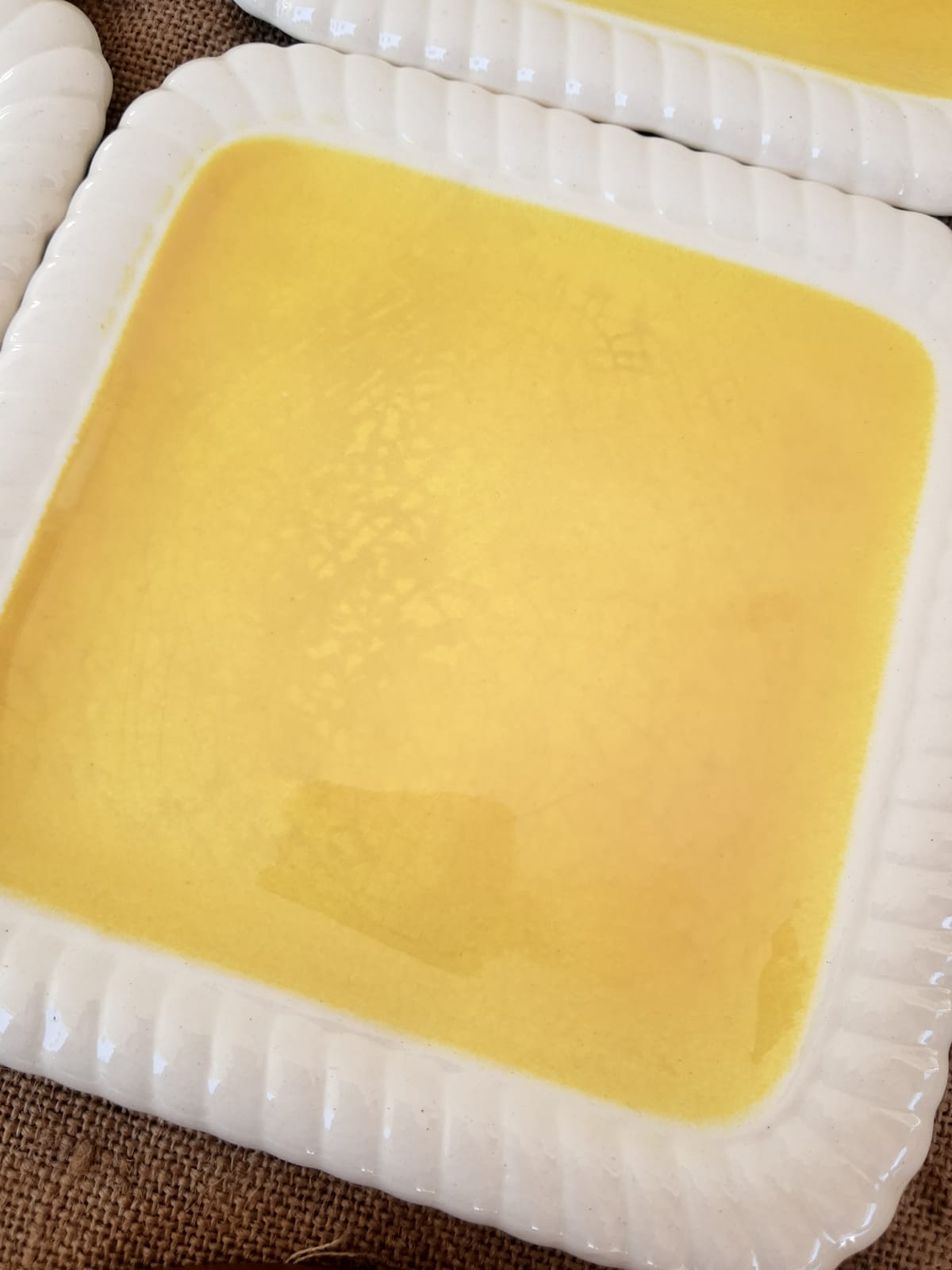 Longwy France Yellow Dessert Service