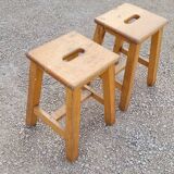 Pair of wooden stools from Gare 1950s
