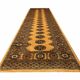 Tapis de couloir turkmène vintage à médaillon jaune, fait main, style géométrique oriental