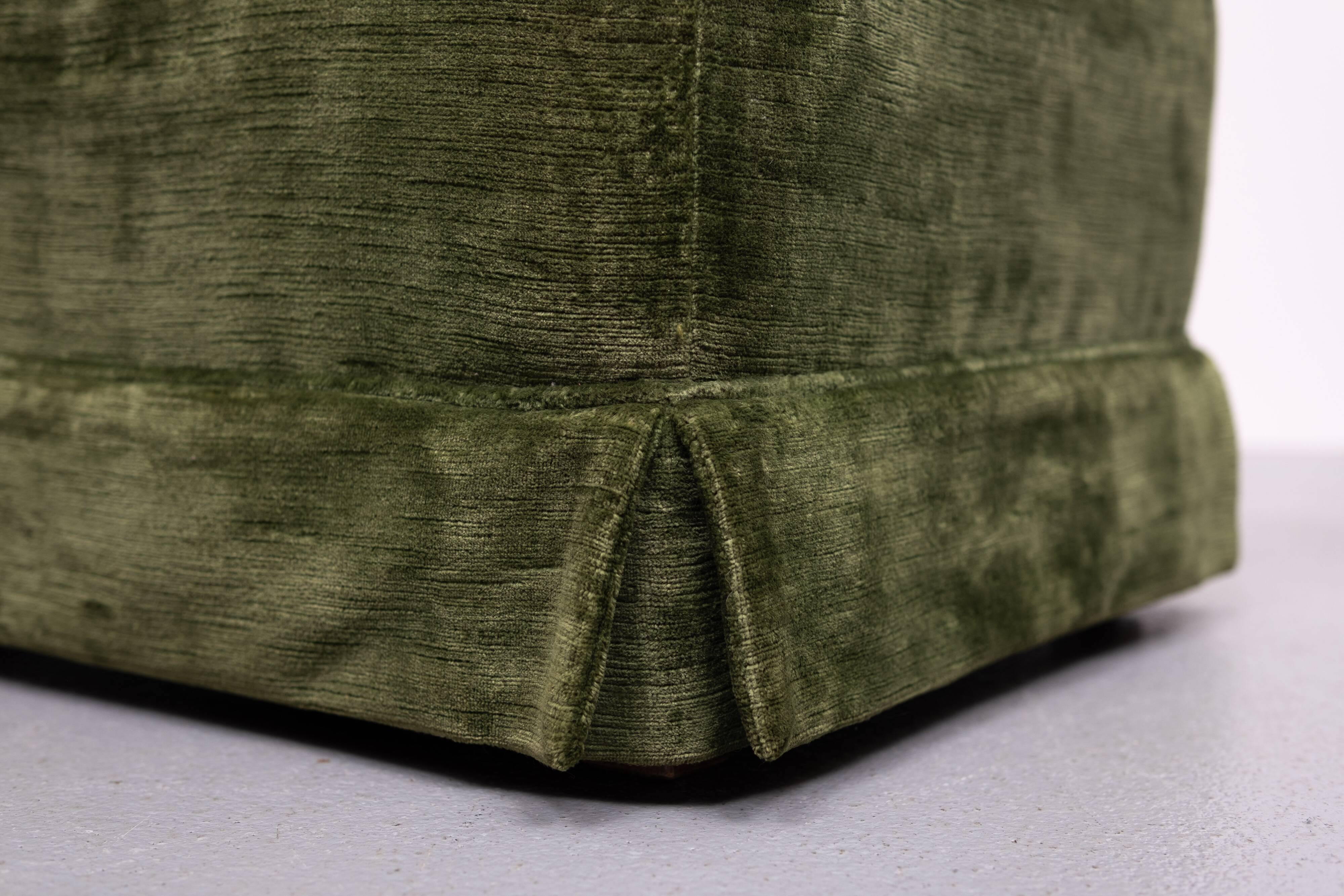 Pair Green Velvet stools 1970s France