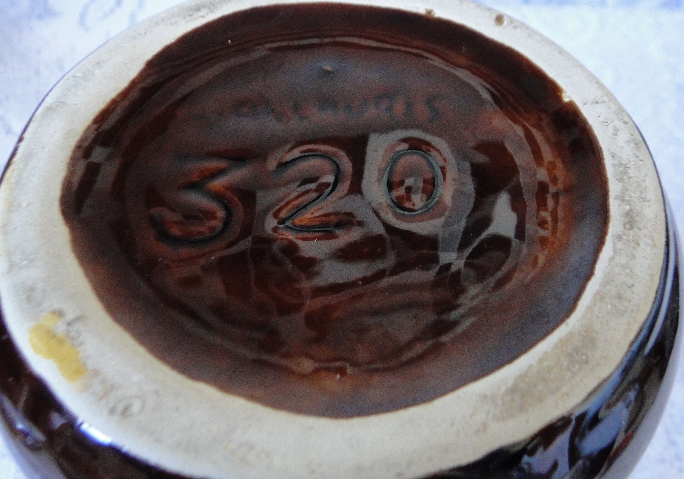 VASE lyre decor jaspered orange brown white n°320vintage