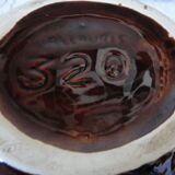 VASE lyre decor jaspered orange brown white n°320vintage