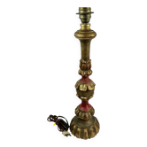 Large polychrome wooden lamp base 53.5 cm high from the socket.