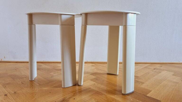 Pair of Midcentury Stools/Side Tables Trio, Olaf Von Bohr, Italy, 1970s