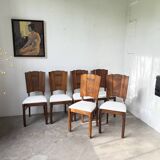 Set 6 chaises art déco chêne 1940