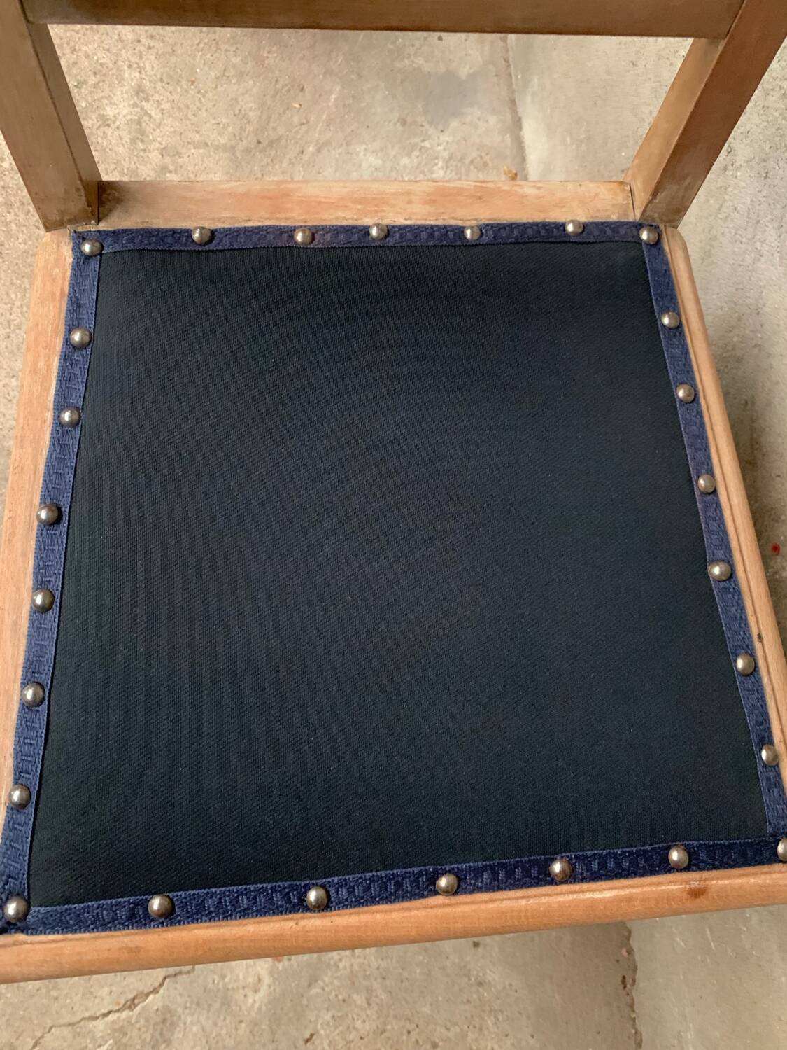 Vintage wooden and navy chair