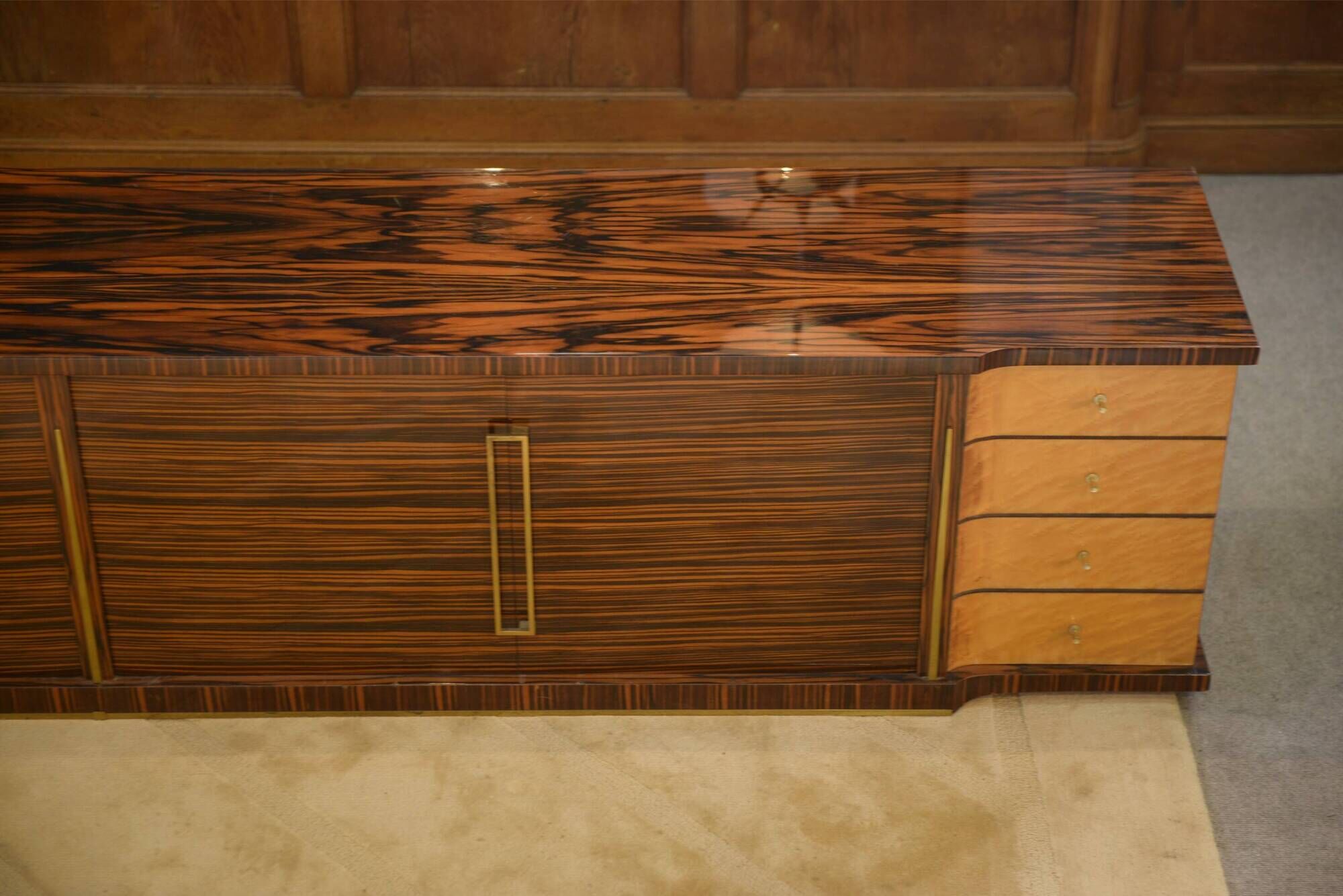 Minimalist enfilade in ebony and sycamore 1960s