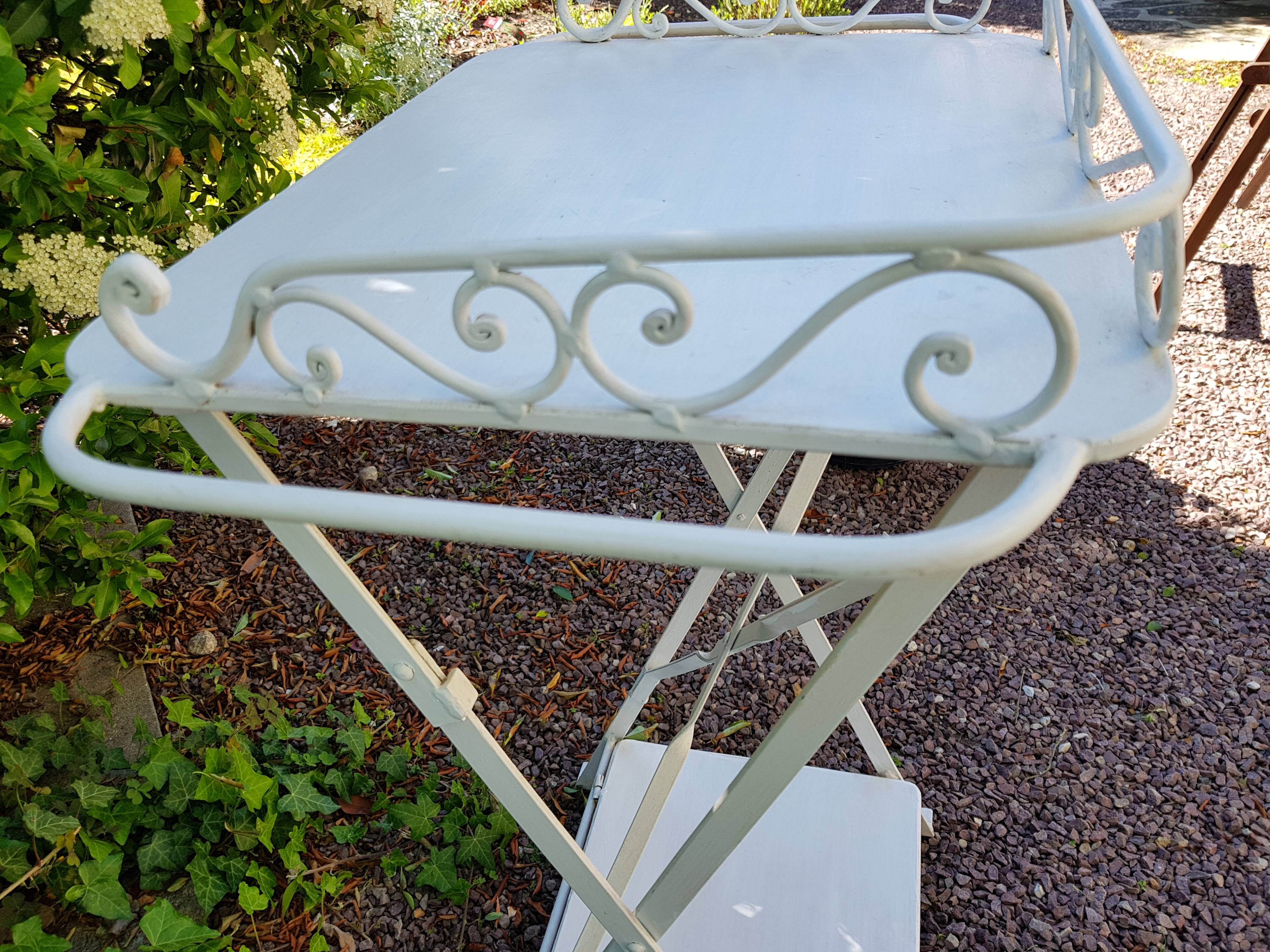 Service  table white wrought iron