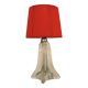 Vintage crystal lamp base with red pleated organza ribbon shade 1940