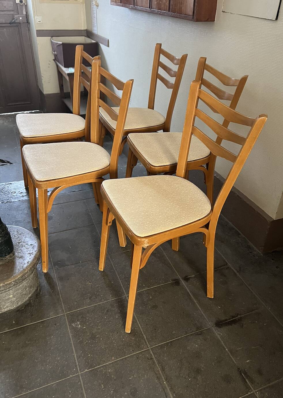 Chaises Baumann Bistrot Vintage Skaï Blanc