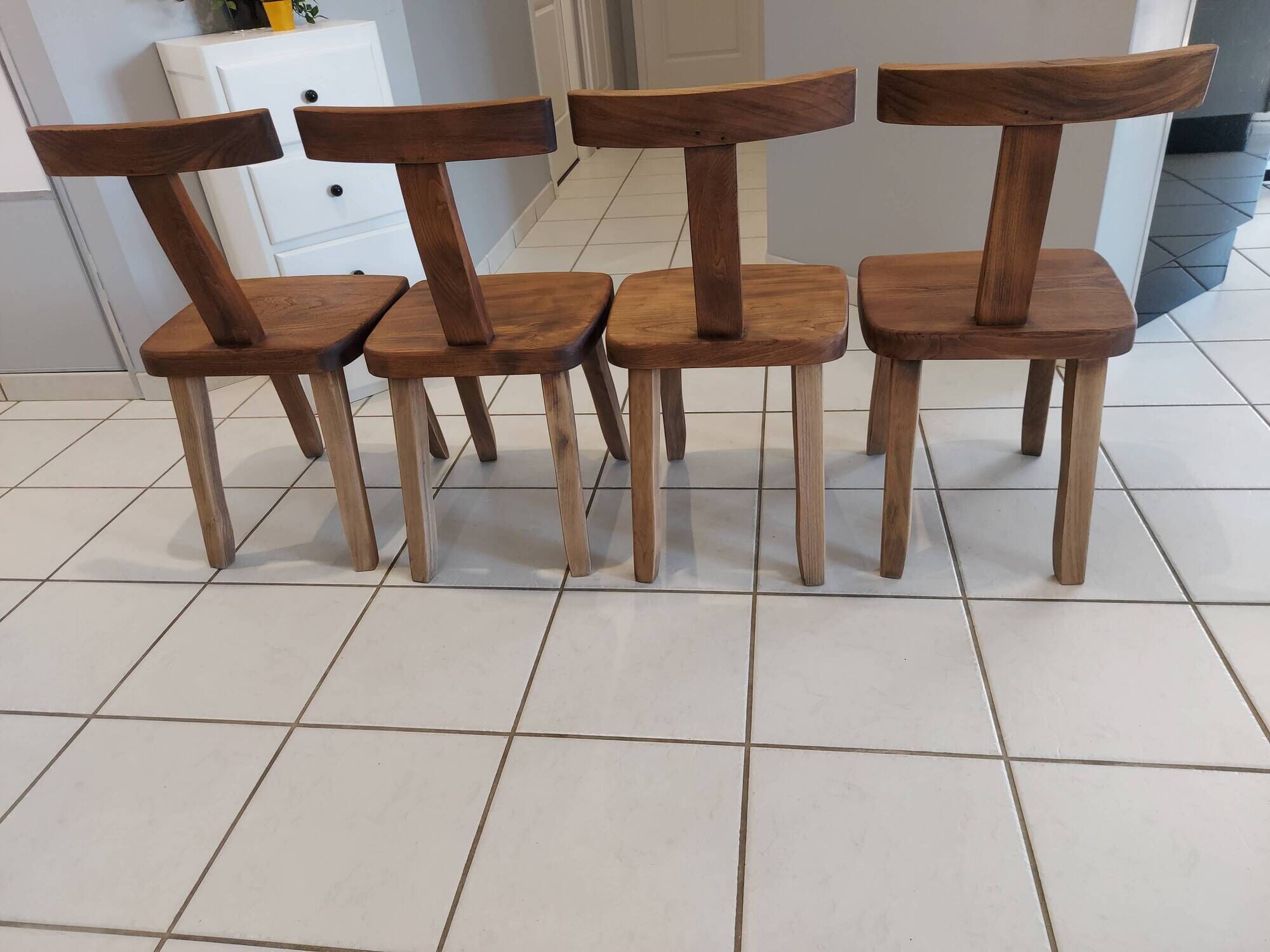 Suite of 4 rustic chairs from the 70/80's