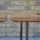 Unusual modular coffee table in oak and wrought iron.