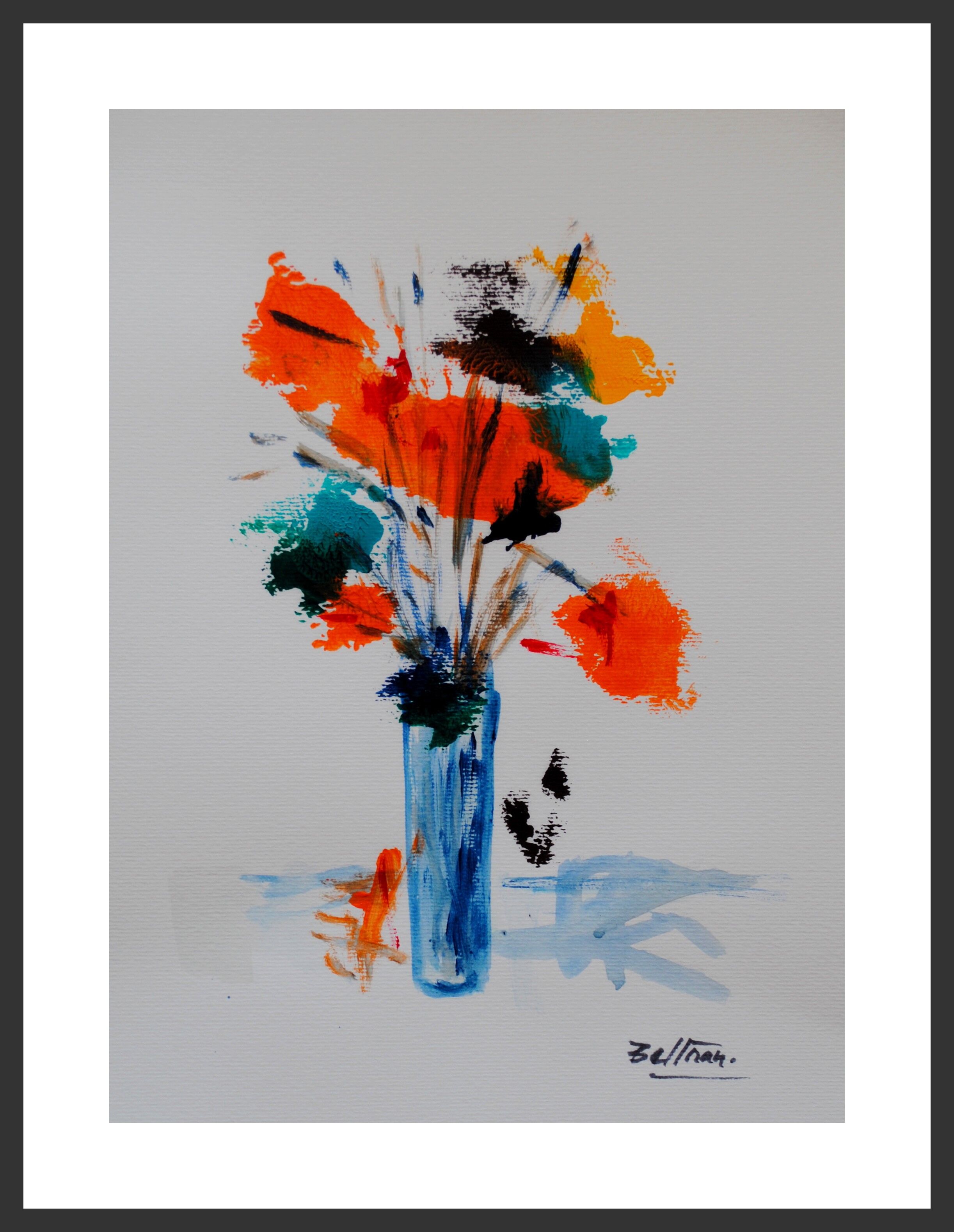 Le vase aux fleurs oranges
