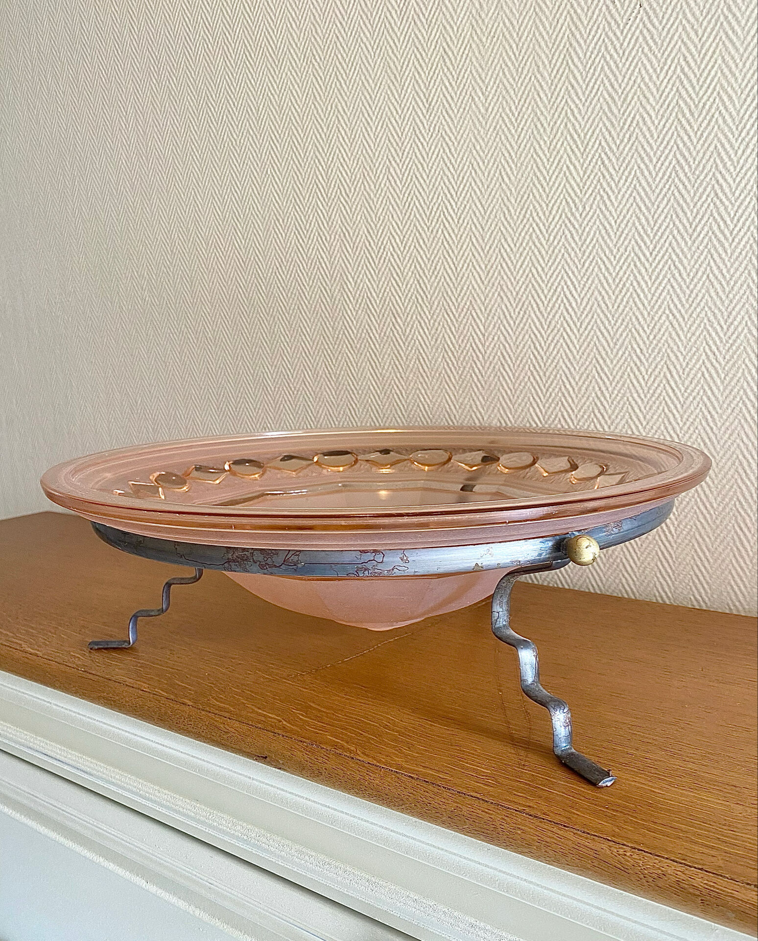 Large Art Deco bowl on a metal stand