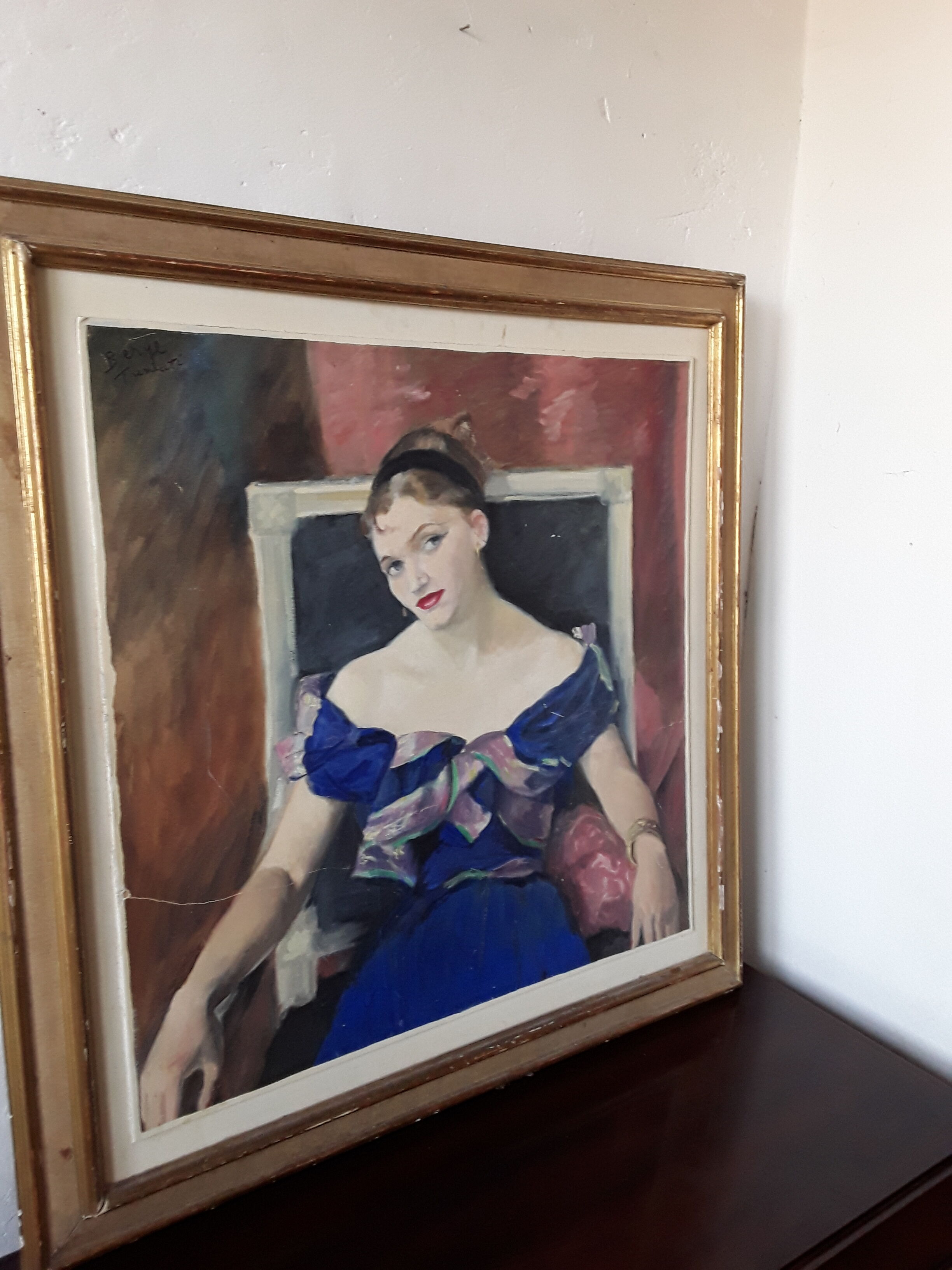Portrait painting on wood 50s