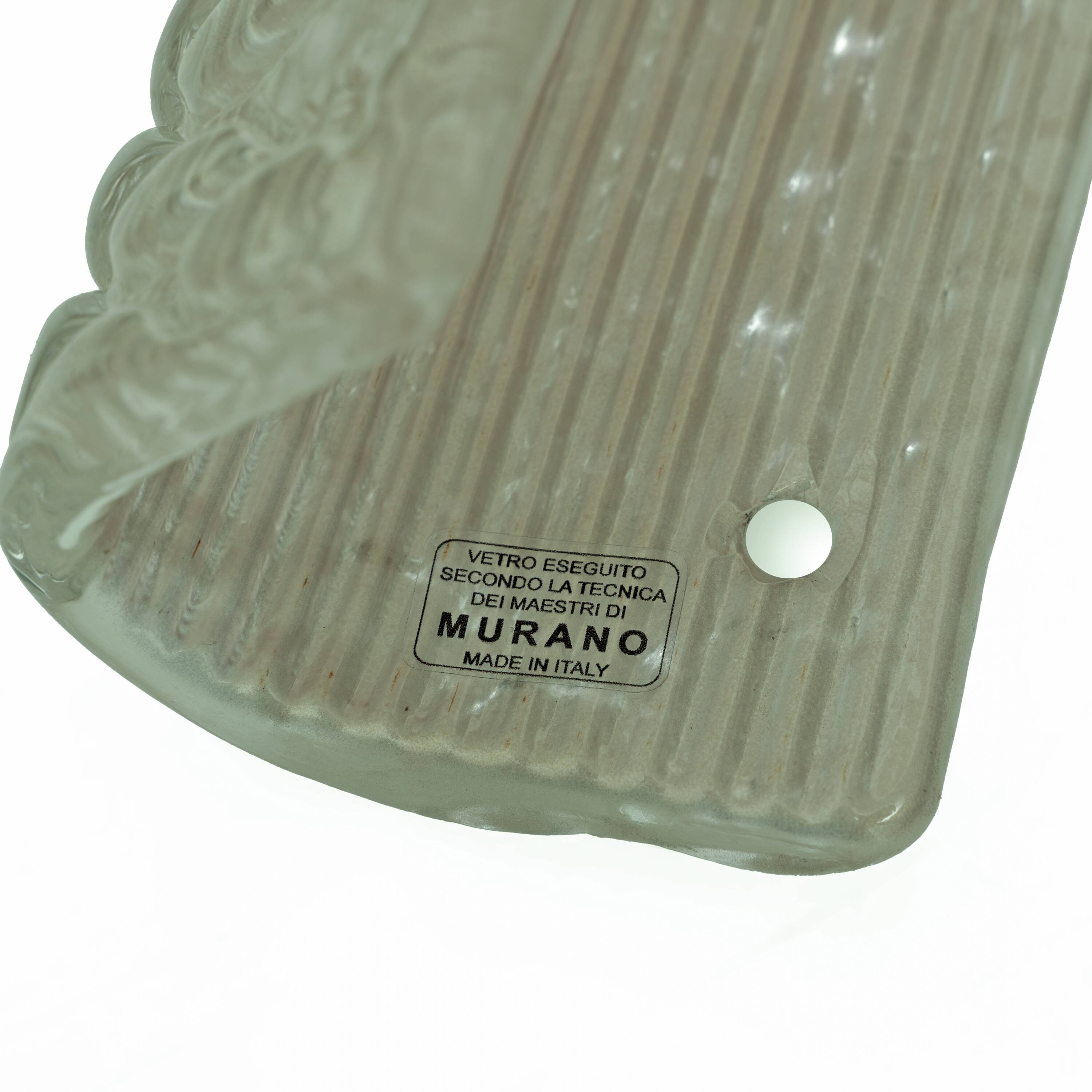 Pair of Modern Italian Brass and Murano Glass Textured Light Green Wall Sconce