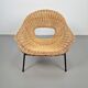 Vintage Rattan Lounge Chair with Tube Frame by Dirk van Sliedregt for Gebroeders Jonkers, 1960s