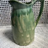 Turquoise green enamelled ceramic pitcher
