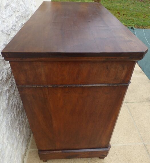 Antique chest of drawers with 4 drawers of Epoque Louis Philippe in solid walnut wood and walnut veneer - Totalme