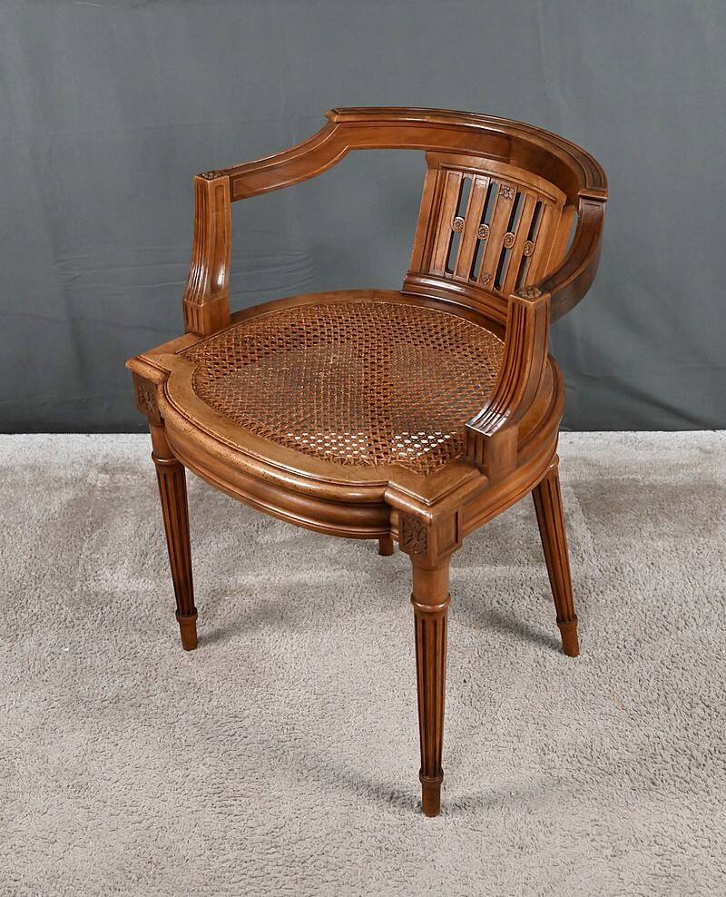 Small Office Armchair in Walnut, Louis XVI style – Late 19th century