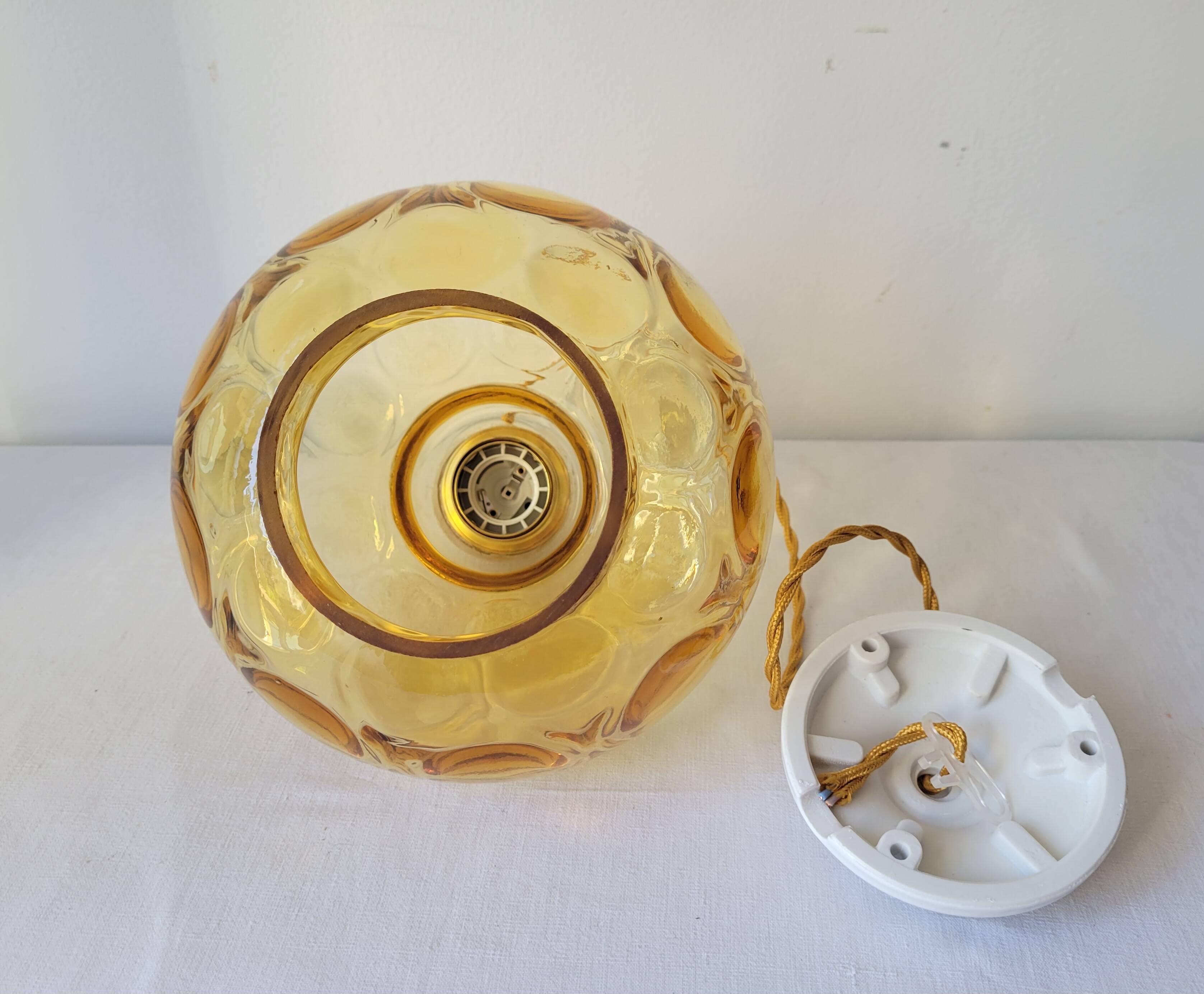 Amber faceted glass pendant light