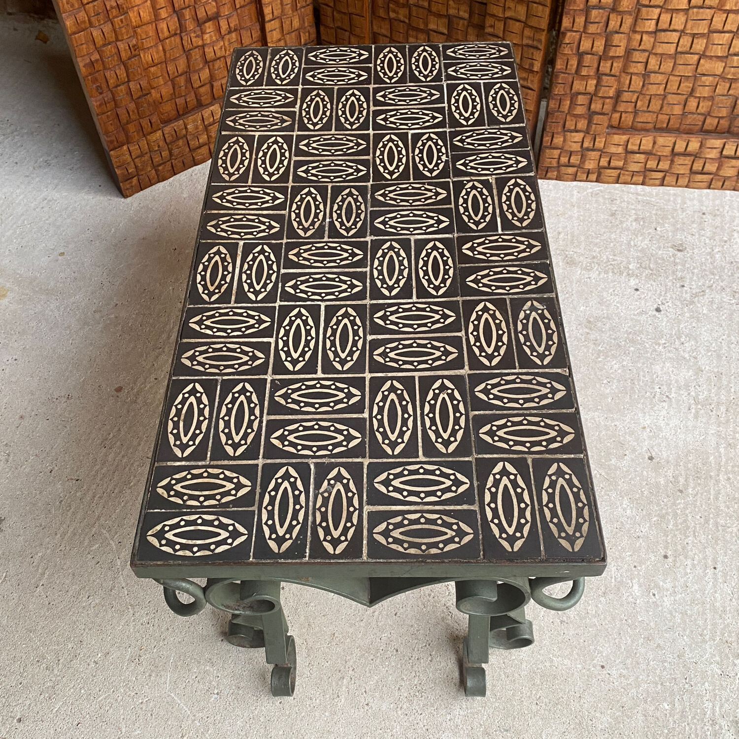 Ceramic wrought iron coffee table