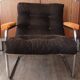 Fauteuil lounge style G.Lundgren pour Ikea, velours & tubes chromés 1970