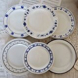 6 mismatched vintage flat plates - Laura set
