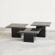 Set of 3 marble and lacquer coffee tables, 1970s.