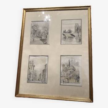 Four small framed watercolors signed Karles.