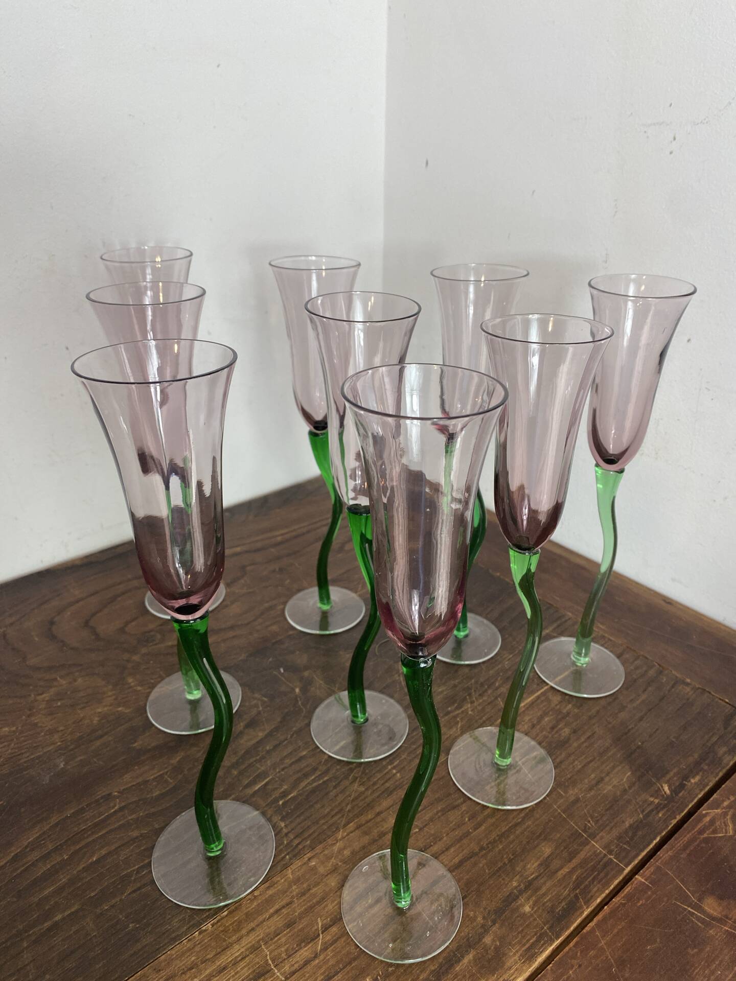 Coupes à champagne, verre soufflé, tulipe