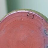 Vase en céramique fat lava vert-noir par Luise Duncker Studio, vintage des années 1970, milieu du siècle.