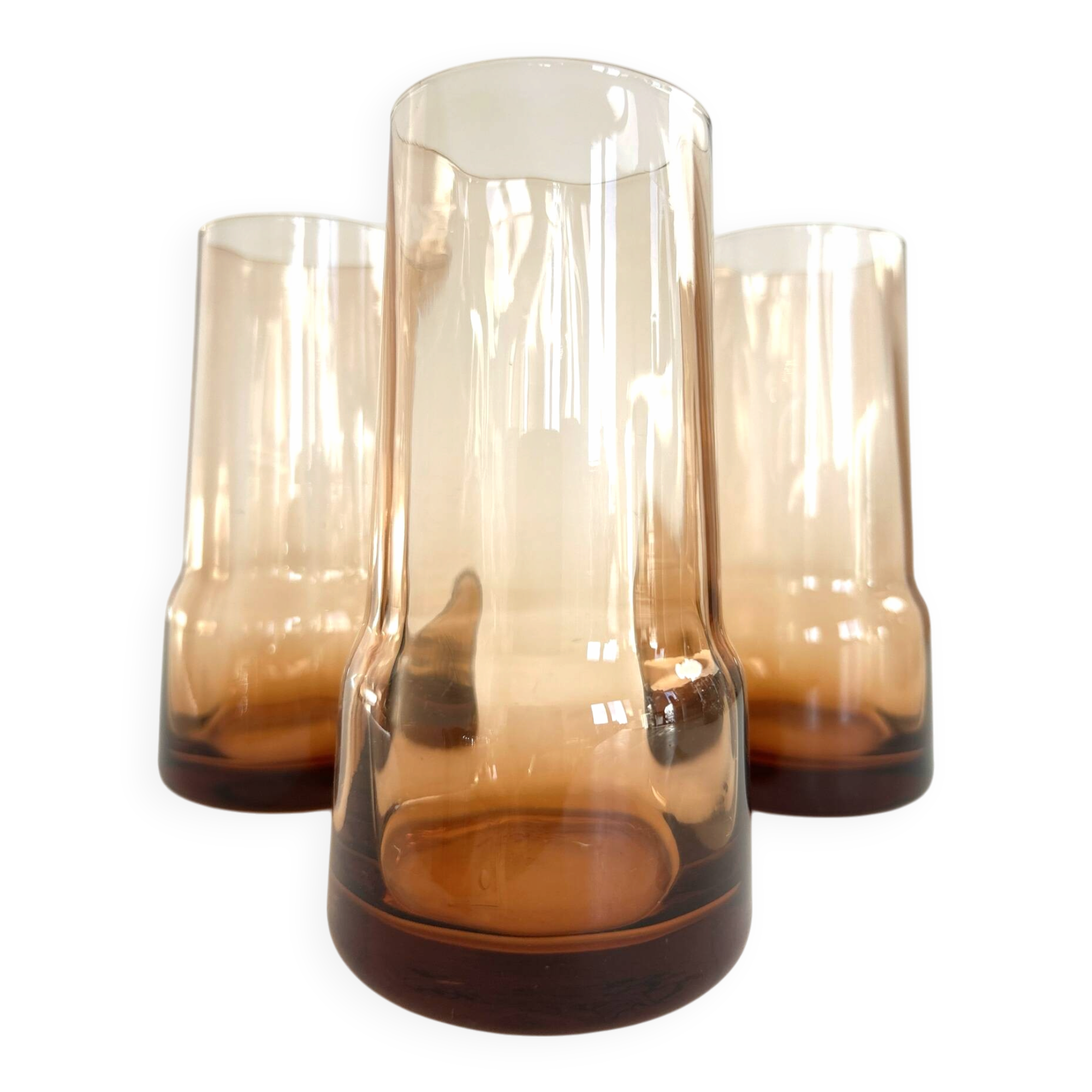Set of 6 amber glasses from the 70s.
