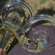Large blown glass chandelier with bubbles