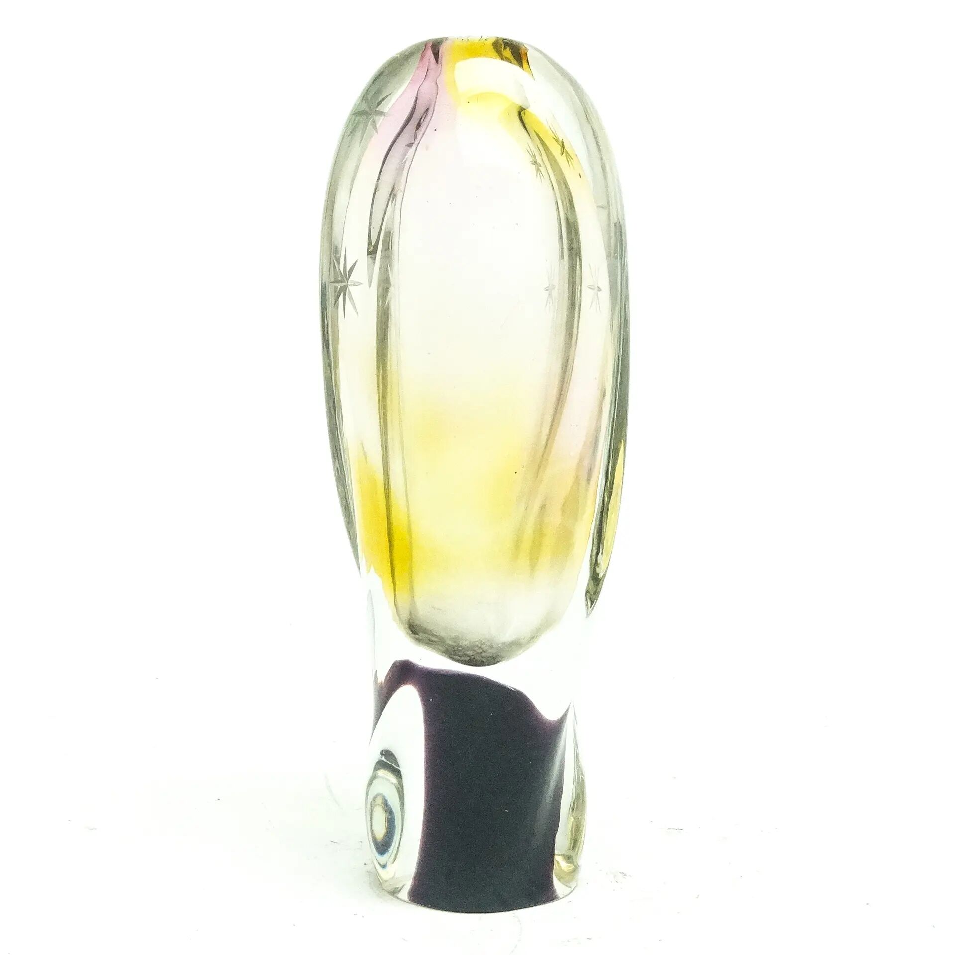 Vase moderne du milieu du siècle, en verre, conçu par I. Suhajek, Tchécoslovaquie, années 1960.