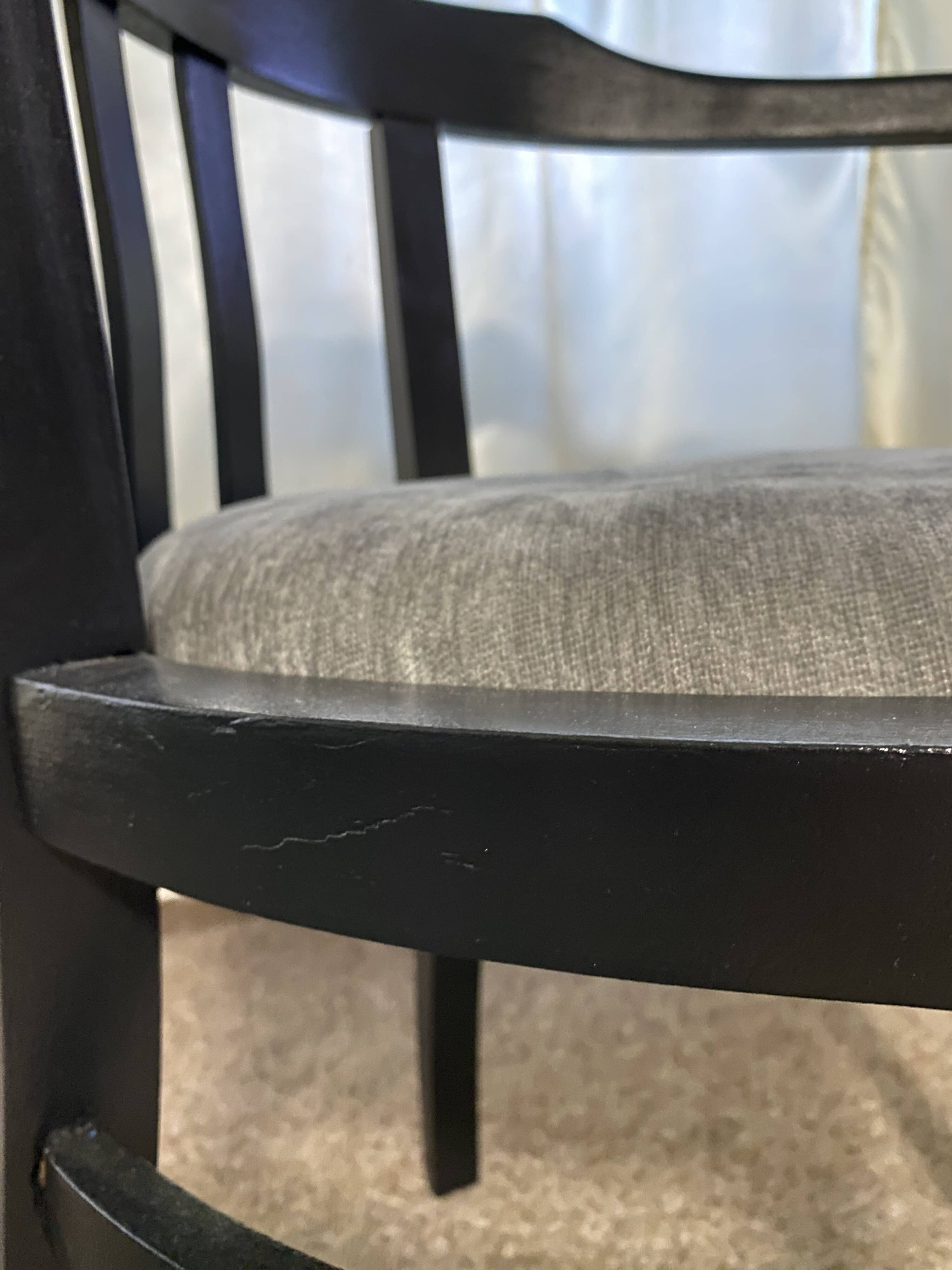 Vintage black matte wooden chair – Bauhaus style, 60s–70s