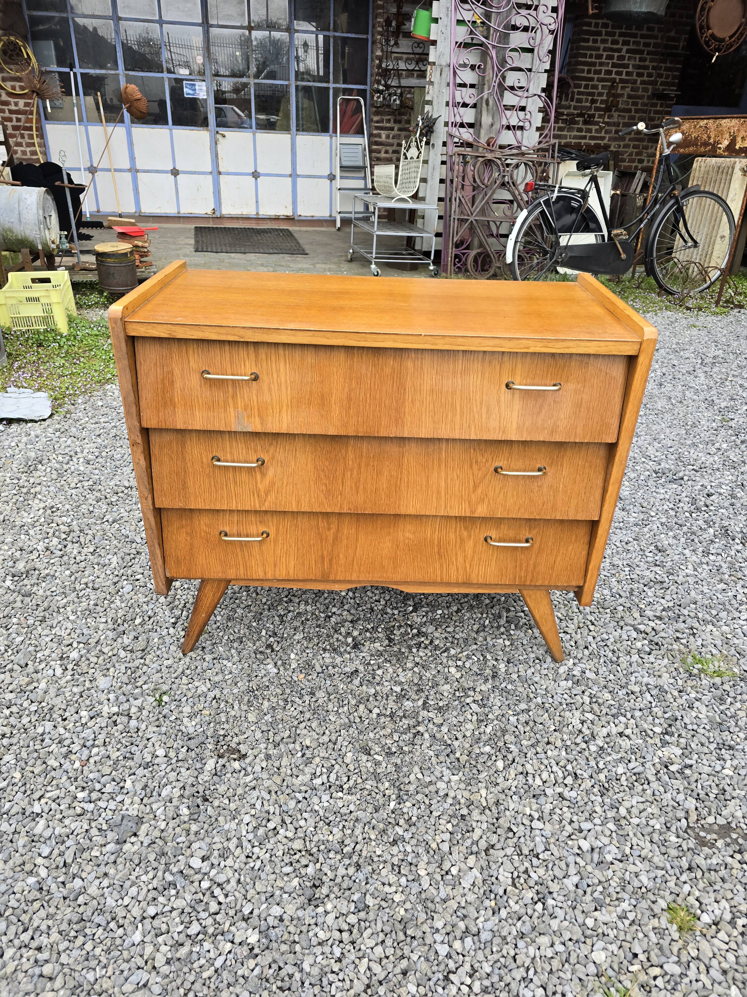 Vintage 60s oak chest of drawers