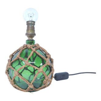 Pied de lampe boule flotteur verre et corde