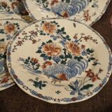 4 assiettes faïence gien xix modèle coq et pivoine export rare