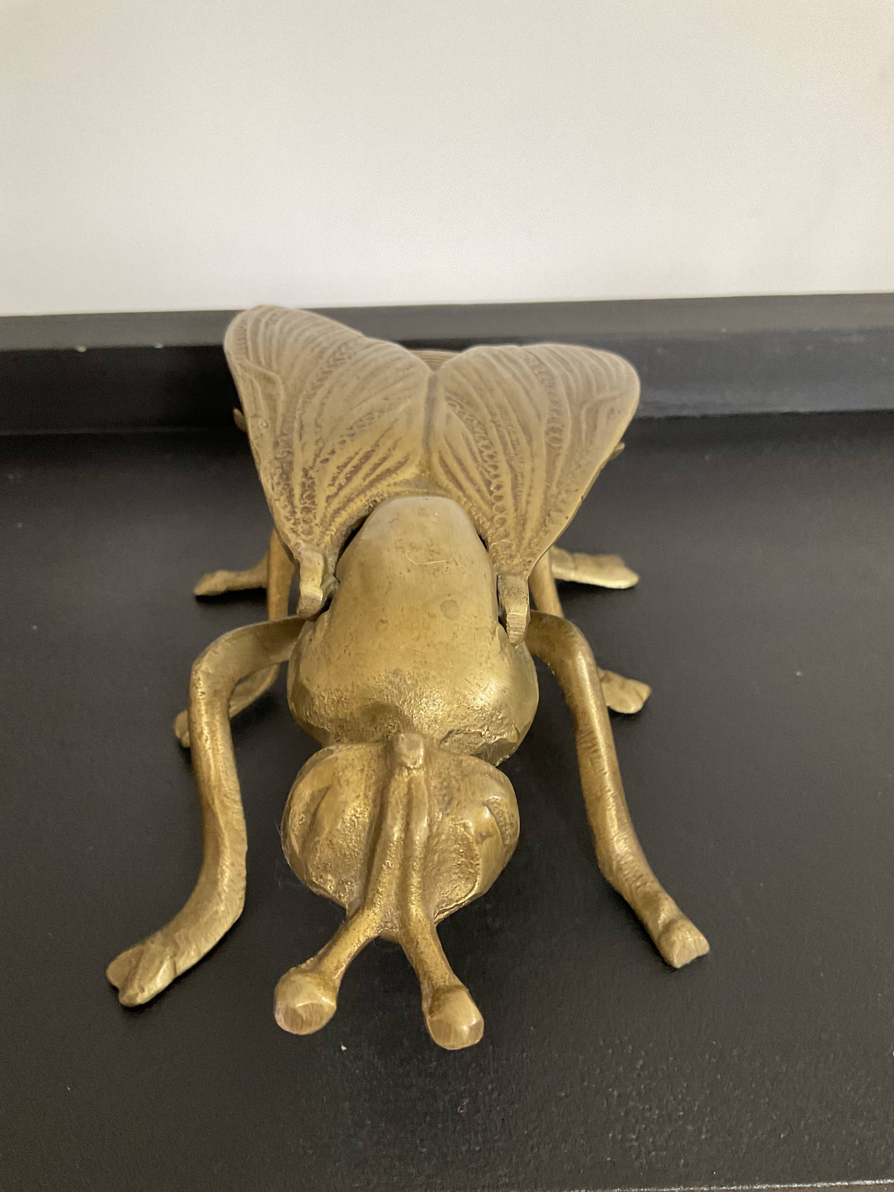 Vintage ashtray 70s bronze fly