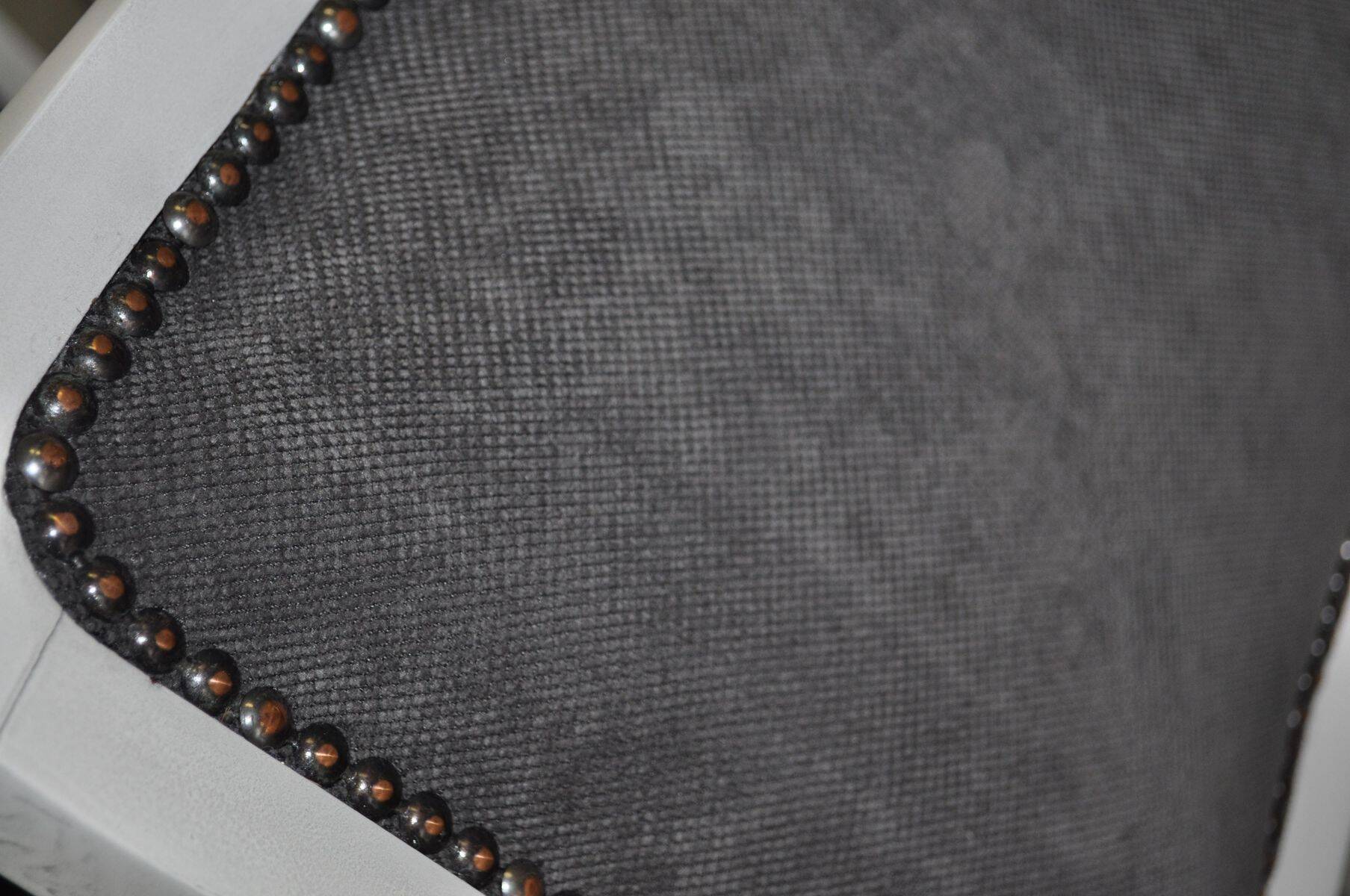 Lot de 6 chaises Art Déco gris et blanc en bois et tissu, années 1930