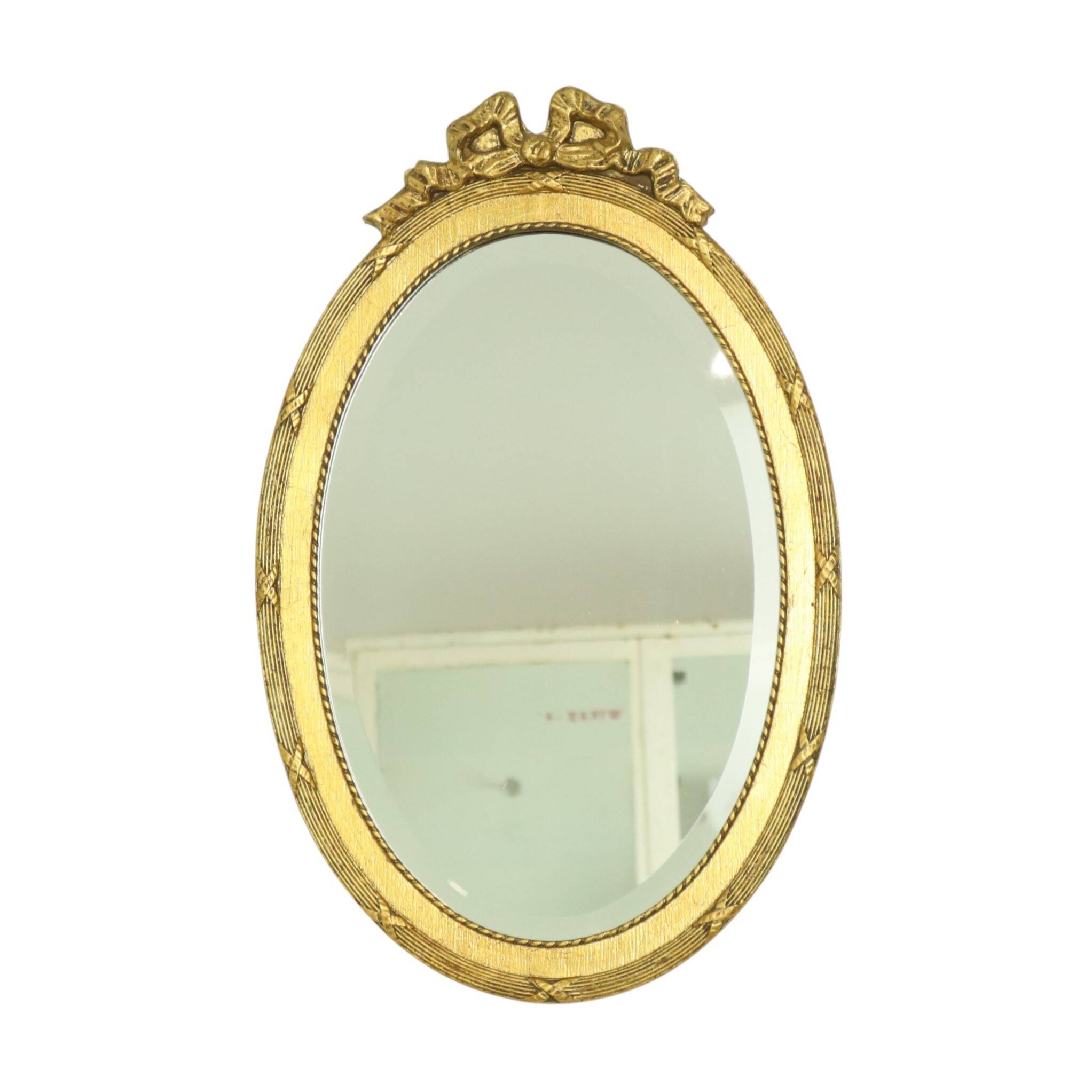 French Oval Facet Cut Mirror with Bow Classic 51cm