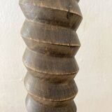 Antique pedestal table, column base, press screw, handcrafted piece.