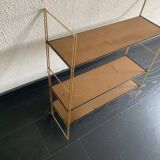 Vintage 1960 String wall shelf in gold wood - 60 x 50 cm