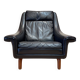 Scandinavian design armchair Aage Christiansen black leather 1950.
