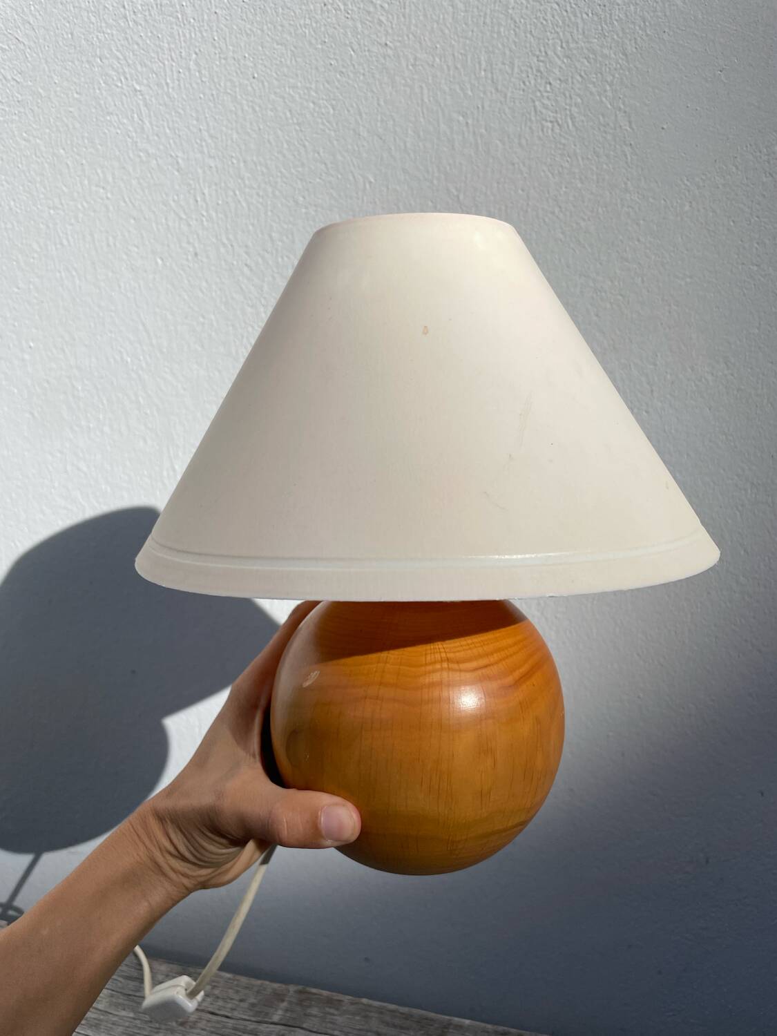 Turned wooden ball bedside lamp 1990